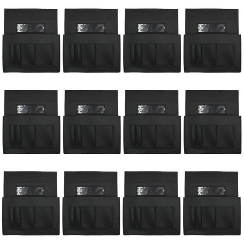 Icegrey 12 Pack Felt Chair Back Pocket School Seat Chair Storage Pocket Organizer with Label Slot Multiple Pockets for School Home Classroom Kindergarten, Black