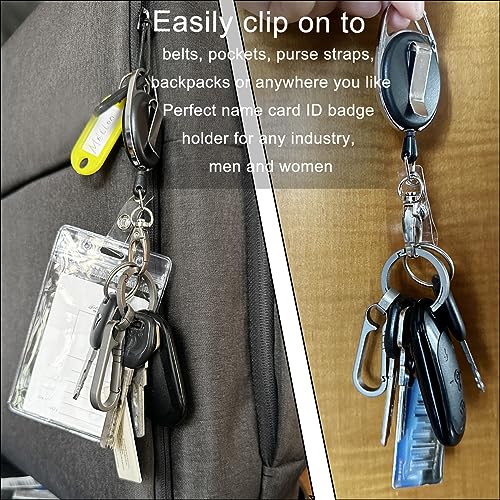 HoAoOo 2-Pack Retractable Badge Reel with Claw Clasp & Clip for ID Card Holders