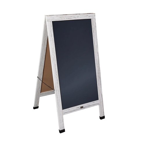 Flash Furniture Canterbury Magnetic Chalkboard Sign Set - Whitewashed Wood Frame - 48" x 24" - Indoor/Outdoor - Includes 8 Chalk Markers, 10 Stencils, 2 Magnets