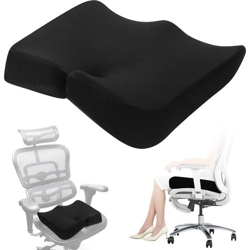 REDOFF®Extra Large Memory Seat Cushion 21.5 * 17.7 * 4inches– Cushion Pillow for Back Support Non-Slip Seat Pad for Office Desk, Car Seat, Wheelchair, Sciatica (Black)