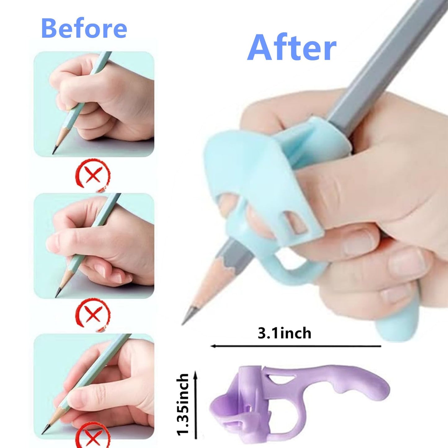 TRUSBEE Pencil Grips for Kids Handwriting, 8 Pack Pencil Grippers, Toddler Pencil Grip Pencil Holder for Kids, Finger Grips Posture Correction Writing Tool for Toddlers Preschooler Training
