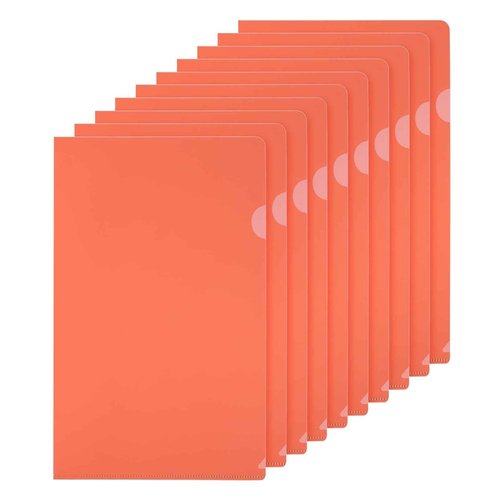 PATIKIL L Type Folders 50 Pack A4 Plastic File Project Pockets Clear Paper Document Jacket Sleeves for Office, Red