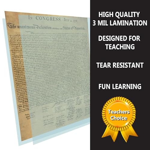 American Founding documents Laminated 3 pack EXTRA LARGE: US Constitution, Declaration of Independence and Bill of Rights reproduction NOW with BIGGER clearer Letters Young N Refined