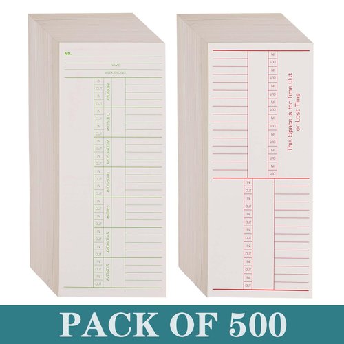 ALGLEA 500PCS Time Cards for Employees Weekly, 2 Sided Time Sheets, 3-3/8" x 8-1/4", Green/Red