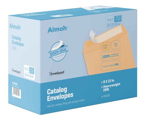 9 X 12 Self-Seal Brown Kraft Catalog Mailing Envelopes - 28lb - 250 Count, 9x12 Inch (38302)