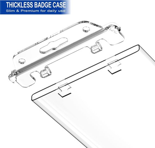 Fallen One Clear ID Badge Holder - Heavy Duty Vertical Design, Permanent Locking | 2 Pack