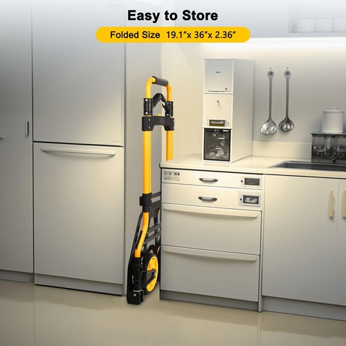 350 LB Capacity Upgraded Folding Hand Truck Dolly,Portable Dolly Cart with Telescoping Handle，Rubber Wheels and Aluminum Wheel Frame for Moving,Shopping,Travel,Office Use.