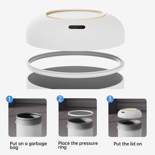 URALFA Motion Sensor Trash Can with Lid, 3 Gallon / 11 L Automatic Bathroom Trash Can, Touchless Trash Bin, Smart Plastic Garbage Can for Bedroom, Kitchen, Living Room, Office, White
