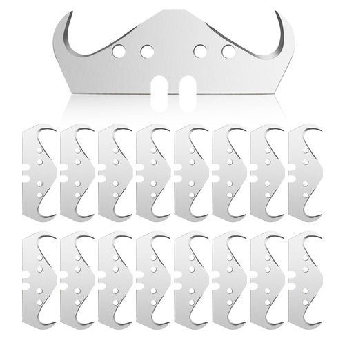 100-Pack Super Big Hook Trimming Blades for Roofing and Flooring, Carbon Steel, Double Sided with 2 Notches and 4 Holes