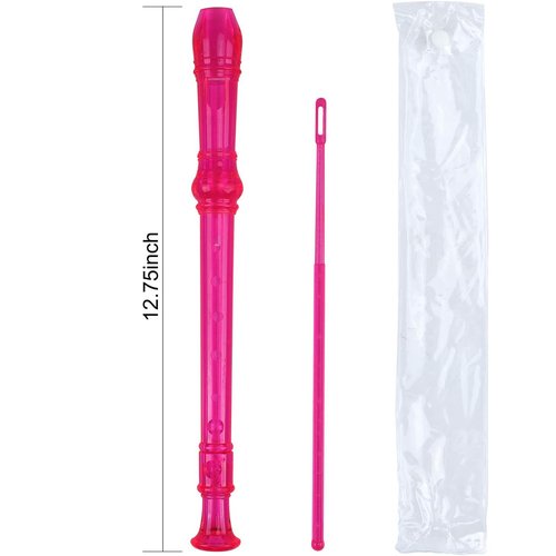 Soprano Recorder Descant Flauta Recorder 8 Hole ABS Clarinet German Style Treble flute C Key with Fingering Chart Instructions Transparent 3 Pack