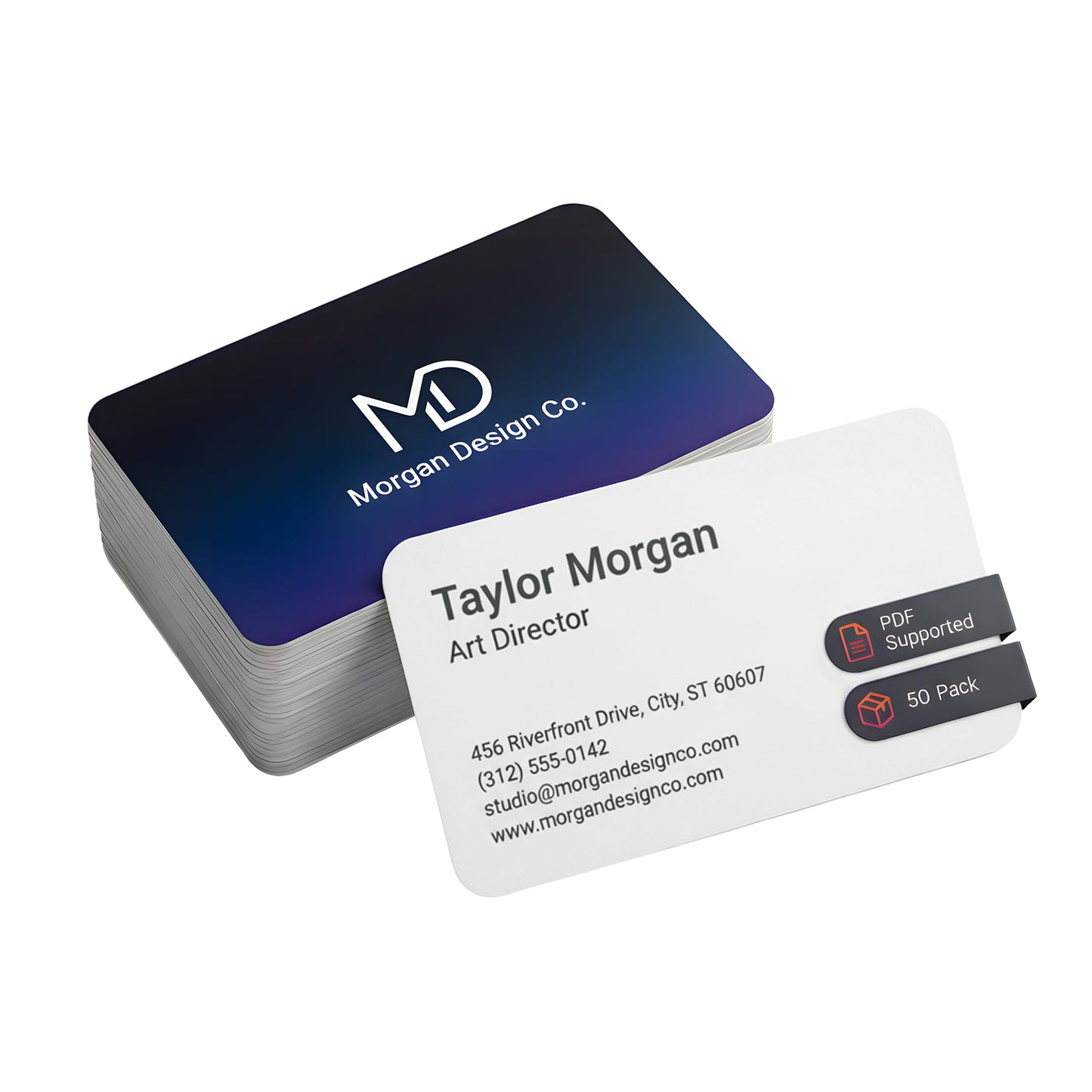 Cimpress Custom Business Cards with Rounded Corners, Pack of 50, Add Your Design or Logo, 18PT Premium Matte 400GSM Paper, 3.62 x 2.12 Inches, Double Sided Print, For Small Business and Events