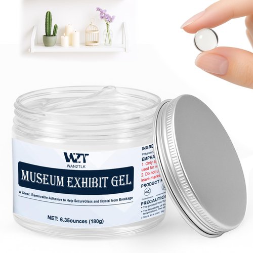 WAN2TLK Exhibit Gel for Museum Exhibits 180g/6.5oz, Removable Clear Exhibit Wax for Museum Collections, Reusable Exhibit Putty for Protecting Artifacts and Fragile Items, Antiques, Glass, Ceramic