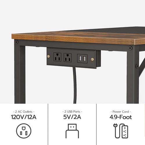 HOOBRO 3 Drawer Mobile File Cabinet, Computer Desk, Home Office Desk with Power Outlet for Study Room, Home Office, Easy to Assemble, A4/Letter Sized, Nonwovens Drawer, Rustic Brown BF30WJ01-BF40UDN01