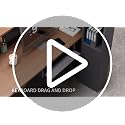 Yorkgargen Walnut & Gray L-Shaped Reception Desk 71" with Lockable Drawers & Storage