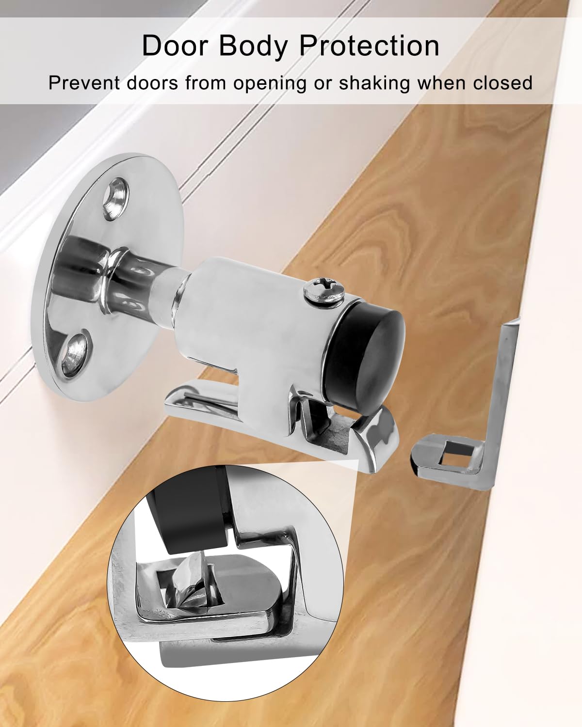 2PCS Door Stopper Catch Set Marine Grade 316 Stainless Steel, Heavy Door Holder Catch Hatch Stopper Soft Stop Keep Door Open Surface Mirror Reflection for Marine Doors Yacht Boat Ships Motorhome 1PCS