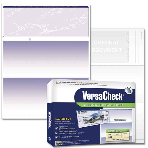 VersaCheck Secure Form #1000 - Blank Business Voucher on Top - Blue Prestige - 500 Sheets,Blue,Sage