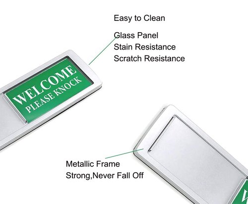 Magnetic Do Not Disturb Sign - Privacy Slider Door Hanger with Non-Scratch Surface, Reversible Indicator for Home Office, Restroom, Hotel, Hospital, Conference Room， 7"x2" Silver.