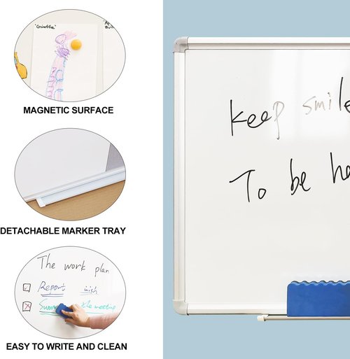 DEVELOP Grey Felt Bulletin & Magnetic Dry Erase Board - 24 x 18 Inch Wall Mounted Combo with Accessories
