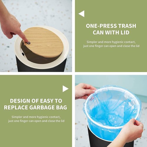 Small Trash Can with Lid for Bathroom Kitchen Office Diaper elegant black old chalkboard texture distressed grunge borders soft Bedroom Garbage Trash Bin Dog Proof Waste Basket Cute Decorative