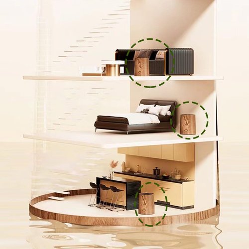 12L Trash Can with Lid - 3 Gallon Walnut Brown Wood Grain Bathroom Garbage Can with Swing Top Lid - Minimalist Diaper Trash Can w Removable Interior Waste Bucket - Dustbin for Office (A)