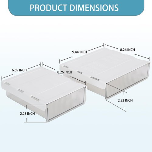 2 Pack Under Desk Storage Drawer Slide Out, Self Adhesive Under Table Drawer Organizer Clear