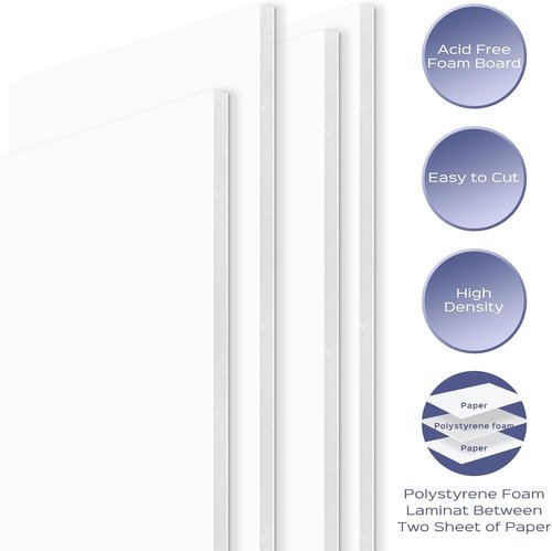 Golden State Art 11x14 Foam Boards - 25 Pack White 1/8 Inch Thick for School Crafts & Presentations