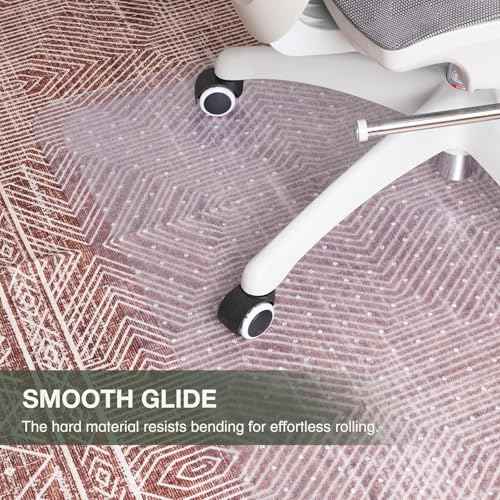 Chair Mat for Carpet, 36" x 48" Easy Glide Desk Chair Mat for Carpeted Floors, Beveled Edge Vinyl Mat with Grips, Heavy Duty Carpet Protector for Home Office, Clear
