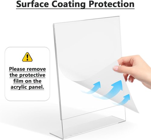 MaxGear Acrylic Sign Holder - 6 Pack 8.5" x 11" Vertical Display Stand for Office Documents & Photos