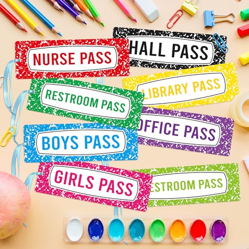 Magnetic School Hall Pass Set - Waterproof Composition Notebook Style for Students & Teachers
