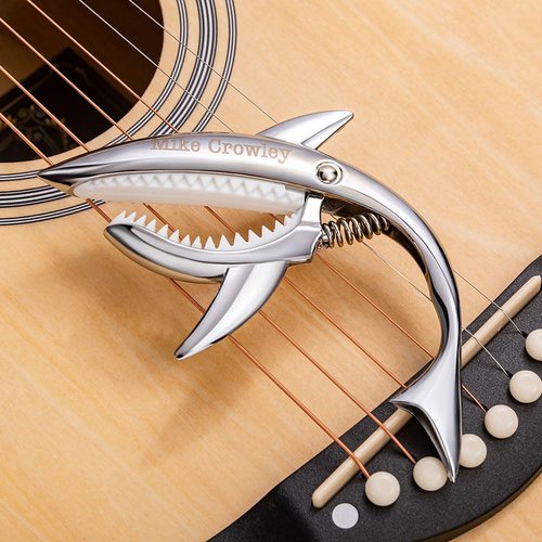 Customizable Shark Guitar Capo – Colorful Zinc Alloy Capo for Acoustic/Electric Guitar & Ukulele, Personalized Clip with Name (6 Colors, 9 Fonts)