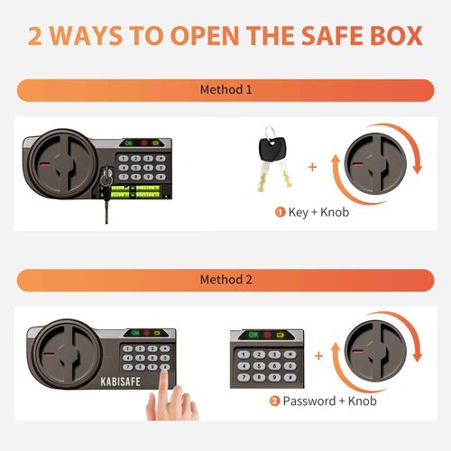 KABISAFE Safe, 1.0 Cubic Ft Anti-Theft Safe Box with Digital Keypad Key Lock for Home Office Hotel Document Jewelry Money Storage