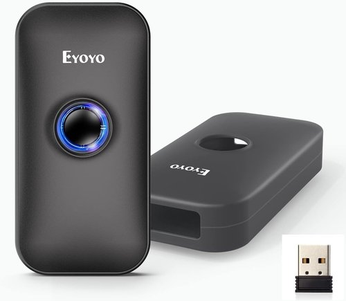 Eyoyo Mini Bluetooth Barcode Scanner - 3-in-1 Wireless & USB Connectivity | Portable Black Design for iOS, Windows, Android