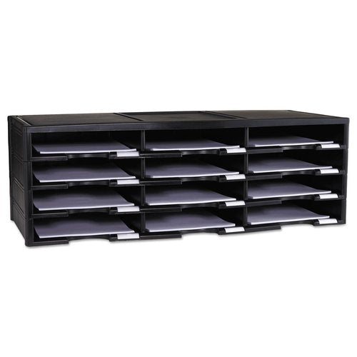 Storex 61602U01C Storex Literature Organizer 12 Section 10 5/8 x 13 3/10 x 31 2/5 Black