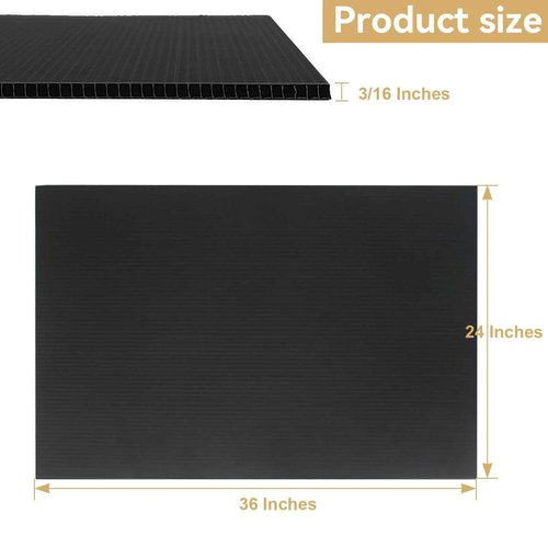 YDisplay 6Pack Poster Board 24×36’’ Corrugated Plastic Board 3/16 Inches Thick Blank Board for School Projects,Craft,Art & Display,Black