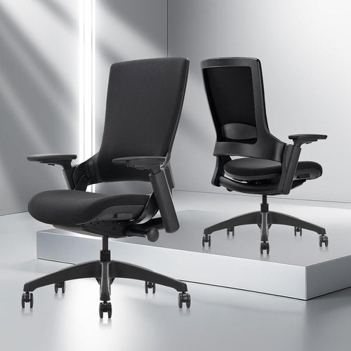 CLATINA Swivel Executive Chair - Ergonomic 3D Armrest & Lumbar Support - Adjustable Fabric for Home Office