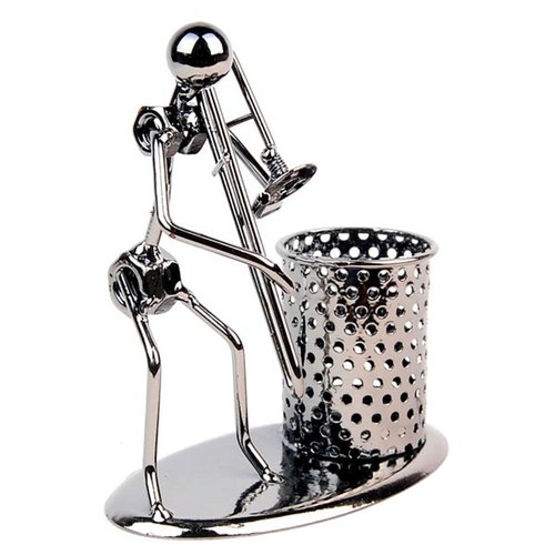 Pen Container Holder Pencil Cup Iron Art Music Figure~Home Office Desk Decor Gift Perfect Father Gift (C79 Trombone)
