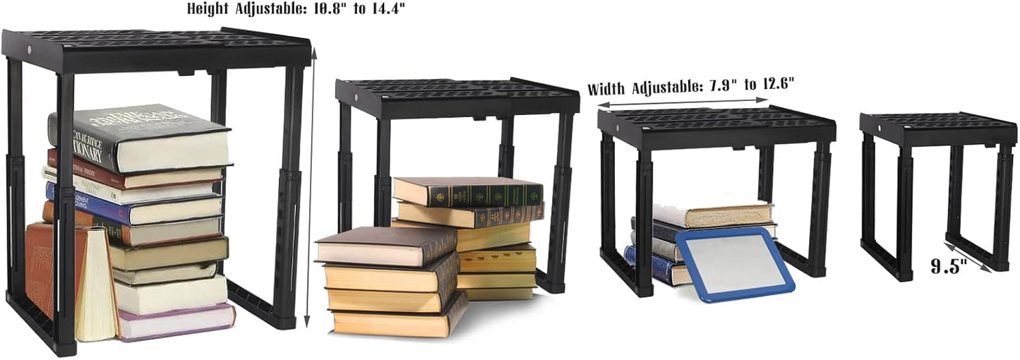 Svartur Adjustable Locker Shelf Organizer - Durable Expandable Storage for School Lockers | Black, Pack of 2