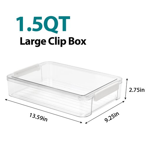 Flat Plastic Storage Bins with Latching Lids Document Organizer Portable Project Case Stackable Storage Boxes for A4 Letter Size Paper Office Supplies 2 Pack