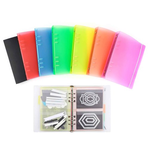 BAOFALI 8Pcs /Set A5 6 Ring Binder Cover Clean Transparent Soft PVC for Refillable Notebook Shell withMatte surfaceforStamp & Die Storage (8 Colors)
