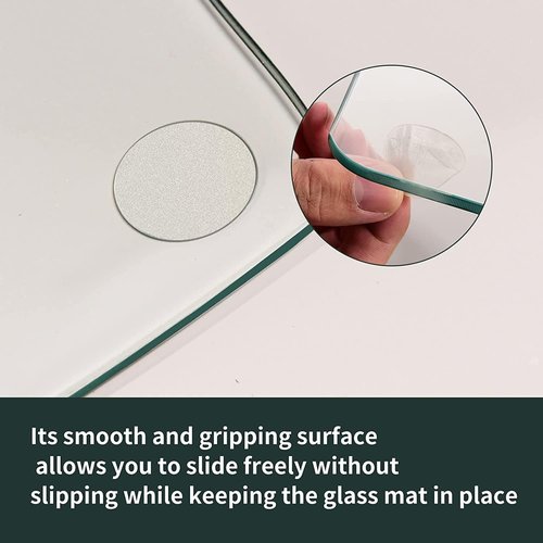 Easly 46" x 55" Chair Mat for Carpet - Office Chair Mat - Tempered Glass Floor Mat for Home/Office/Carpet Clear Computer Floor Mat - with 4 Anti-Slip Pads