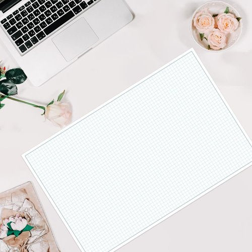 Engineering Graph Paper Pads, 11x17 Quadrille 25 Sheets/50 Pages Grid Paper for Drafting, Engineering, Blueprint Drawing, 4x4 Blue Quad Rule, 100gsm White Paper