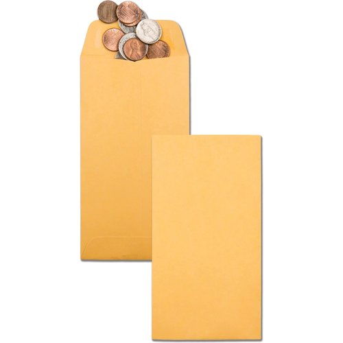 Quality Park, #7 Coin and Small Parts Envelopes, Gummed, Brown Kraft, 3.5x6.5, 500 per box (50762)