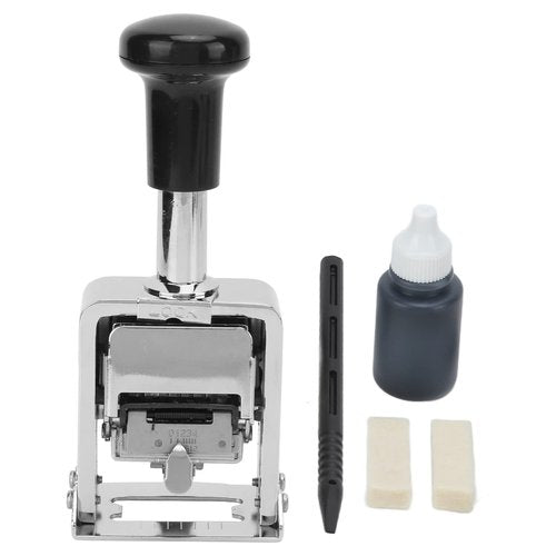 Number Stamp, 5 Digit Automatic Jump Numberer, Professional Self Inking Zinc Alloy Numbering Machine with Ink for Document Identification Numbers, Date, Serial Number, Tickets