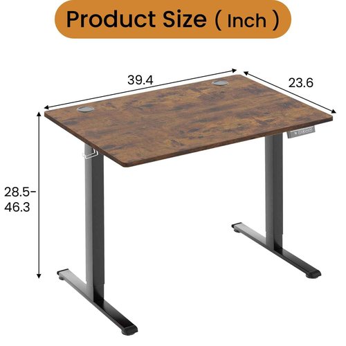 PayLessHere Electric Standing Desk 40x24 Inch Height Adjustable Computer Desk Large Space Office Desk with Headphone Holder 2 Memory Function for Home Office,Brown