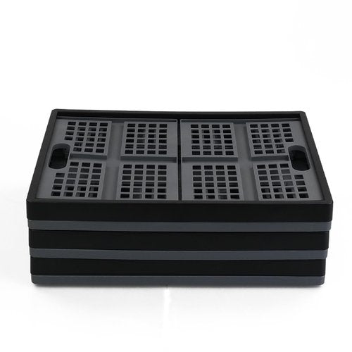 Hommp 3-Pack 34 L Plastic Collapsible Storage Crates, Large Stackable Folding Storage Crates