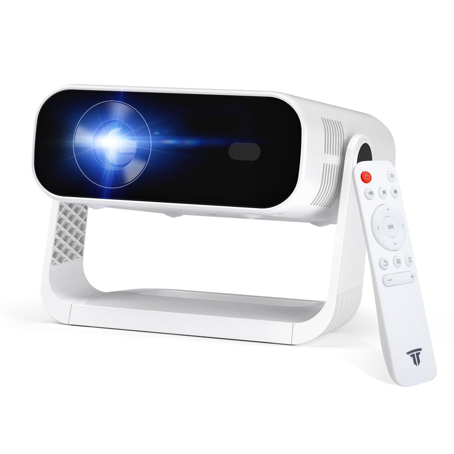 ZDK 1080P Movie Projector for Bedroom: Smooth Grain Free Image Quality with Crisp Details for Family - 360°Rotatable Mini Proyector with Wifi & Bluetooth - 4K Support TV iPhone Airplay - White
