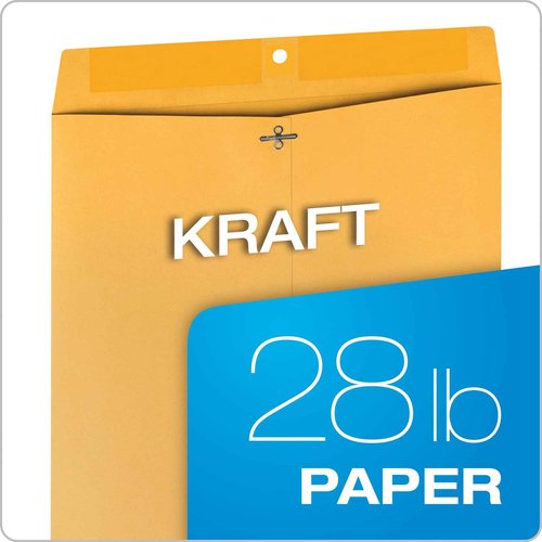Quality Park Clasp Envelopes, 12 x 15-1/2 with Deeply Gummed Flaps for Permanent Secure Seal, Great for Filing, Storing or Organizing Documents, 28 lb. Brown Kraft, 100 per Box (QUA37910)