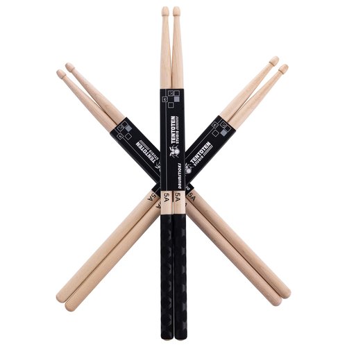 TENTOTEN Drum Sticks 3 Pairs Classic 5A Drumsticks, America Maple Wood Drumsticks for Drums Adults Kids and Beginners with ANTI-SLIP Handles