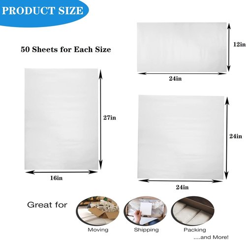 Large Packing Paper Sheets - Bulk Newsprint for Moving & Shipping | 150 Sheets in 12x24in, 27x17in, 24x24in