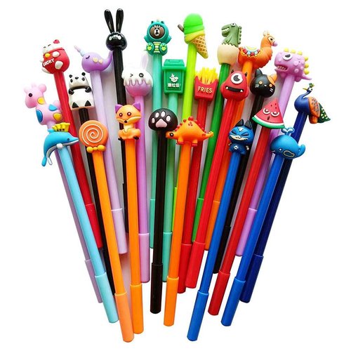 sencoo Cute Cartoon Erasable Black Gel Ink Pens Kawaii Pens for Birthday Present School Prize Students Gift Kids Pens Random Style (100 pens + 100 refill + 1 notebook)